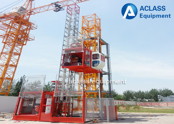 China Equipamento de levantamento profissional do guindaste de construção civil com gaiolas dobro fornecedor