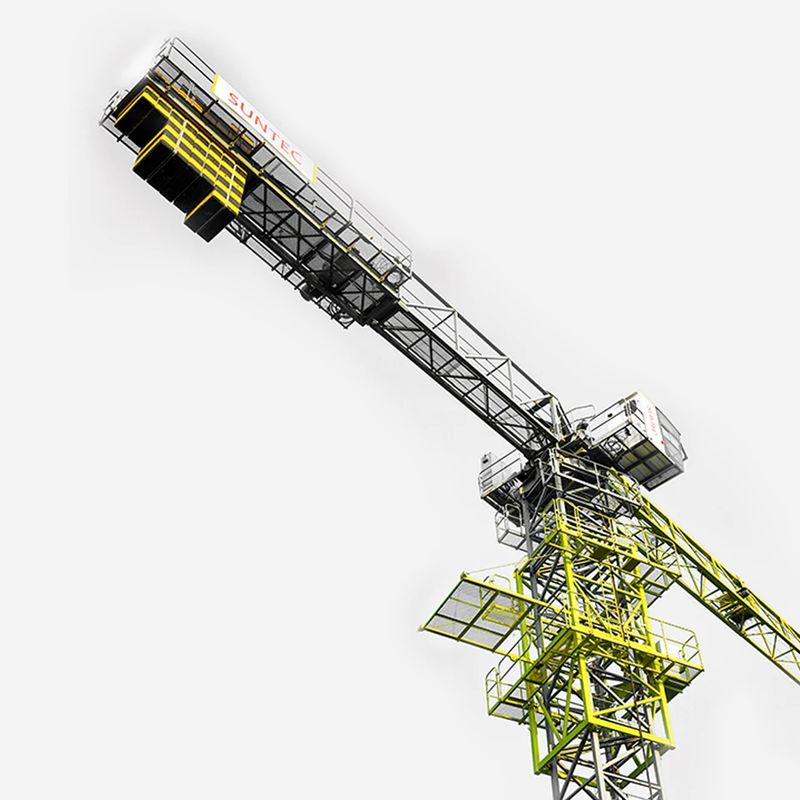 Velocidade de giro 0-0,7 Rpm Guindaste de torre plana Max Load de elevação 8t Para projetos de construção pesados